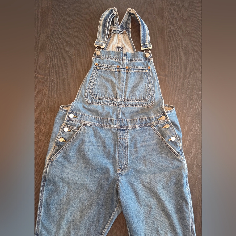 GAP Denim Slouch Overalls in Medium Indigo Wash - Size Large